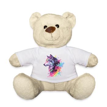Wolf Wolf Head Predator Forest Nature Wilderness Art - Teddy Bear - white - Front