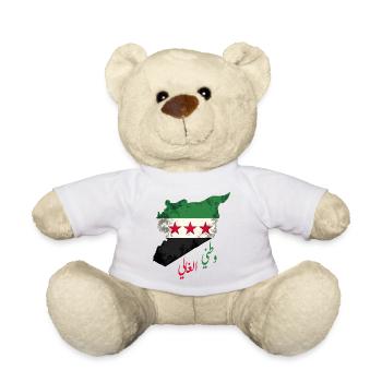 Freies Syrien Flagge mit Spruch Watani El Ghali - Teddy - Weiß - Vorne
