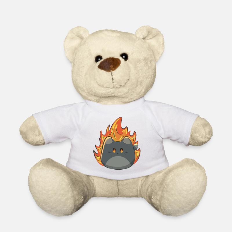 Chat mignon avec du feu - Nounours - blanc