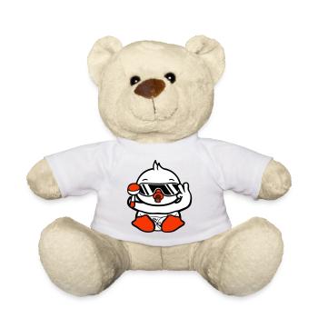 Vogel Baby Kind Rassel Windel Sonnenbrille Peace - Teddy - Weiß - Vorne