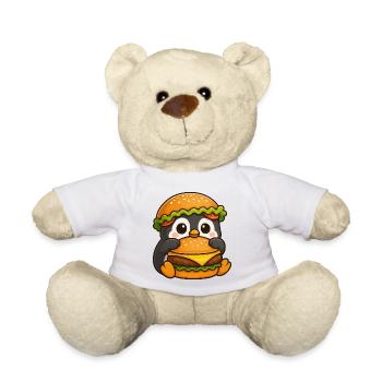 Süßer Pinguin mit Hamburger Cheeseburger Fast Food - Teddy - Weiß - Vorne