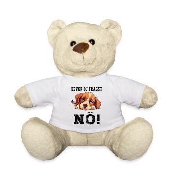 Avant de demander Non, pas de chien, drôle, dicton, humour - Nounours - blanc - Devant
