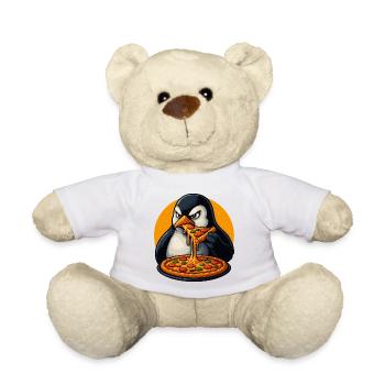Süßer Pinguin Pizza Italienisch Essen Cartoon - Teddy - Weiß - Vorne