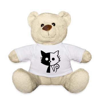 Black Kitten Yin and Yang - Teddy Bear - white - Front