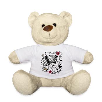 Accordion Design - Alpine Music & Blossom Magic - Teddy Bear - white - Front