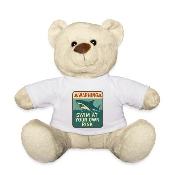 Warning sign with shark and inscription - Teddy Bear - white - Front