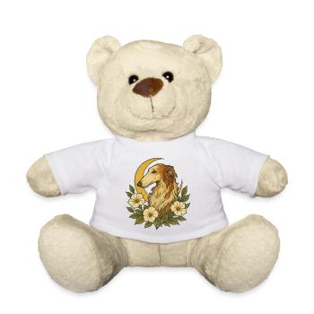 Eleganter Barsoi zwischen wilden Blüten – Vintage Blumen - Teddy - Weiß - Vorne