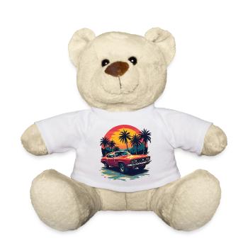 Vintage Muscle Car Sunset Scene - Teddy Bear - white - Front