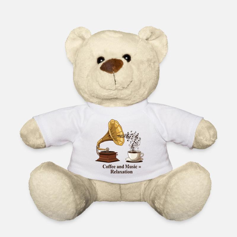 Coffee and Music = Relaxation - Teddy Bear - white