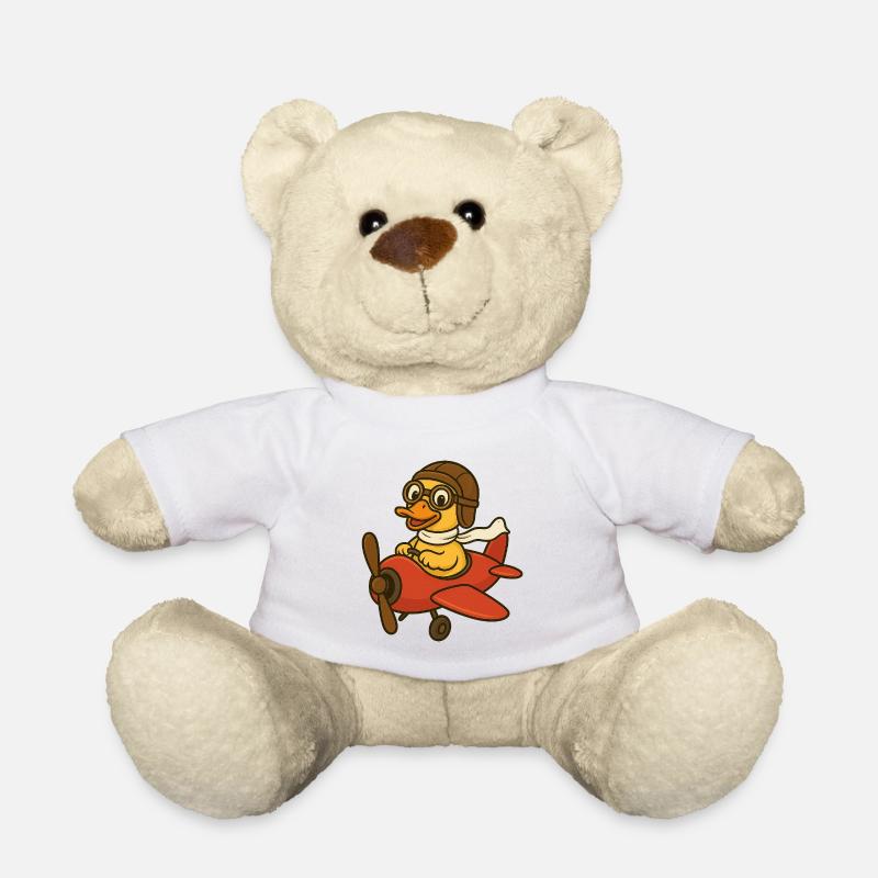 Abenteuer-Ente im Pilotenkostüm - Teddy - Weiß