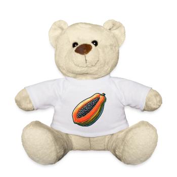 Colorful Sepia Papaya Illustration - Teddy Bear - white - Front