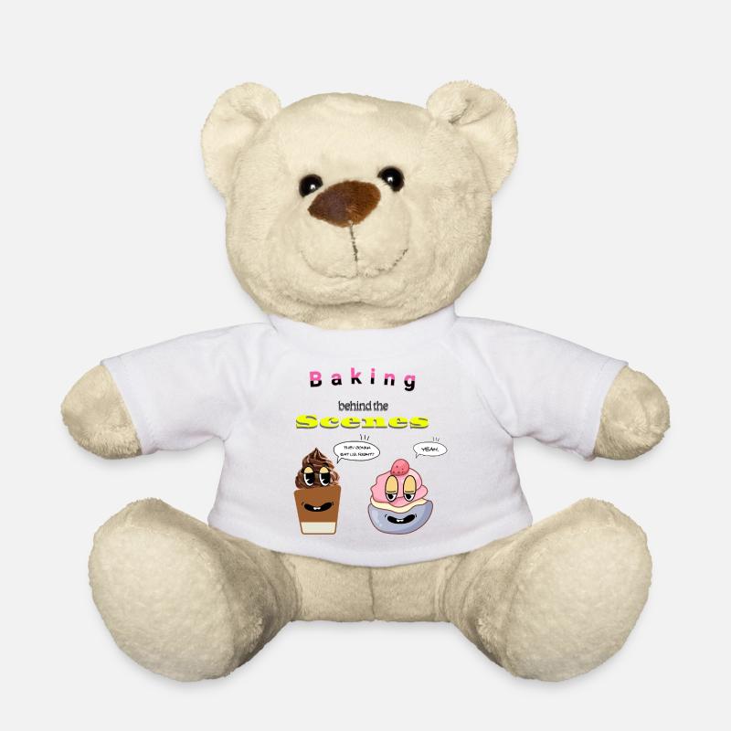 Baking Behind the Scenes Cartoon Design - Teddy Bear - white