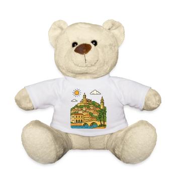 Farbige Stadtlandschaft von Mallorca - Teddy - Weiß - Vorne