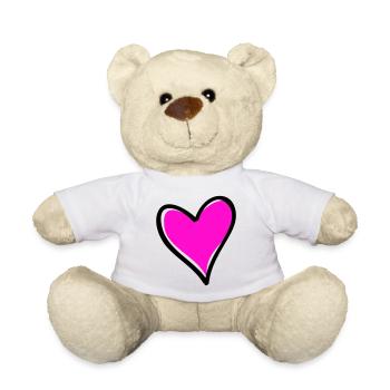 Leuchtendes Pinkes Herzmotiv - Teddy - Weiß - Vorne
