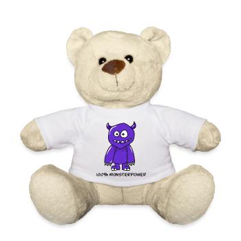 100% Monster Power - Teddy Bear - white - Front