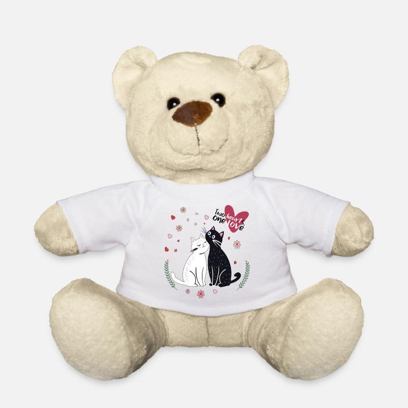 Verspielte Katzen mit Herzen - Teddy - Weiß