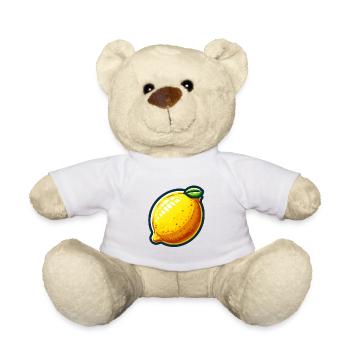 Zitrone Freudige Karikatur Gelb - Teddy - Weiß - Vorne