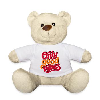 Positive Vibes Hand Lettered Design - Teddy Bear - white - Front