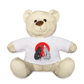 Black and Grey Dragon Wolf - Teddy Bear - white - Front