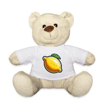 Zitronenglanzgelber Aufkleber - Teddy - Weiß - Vorne