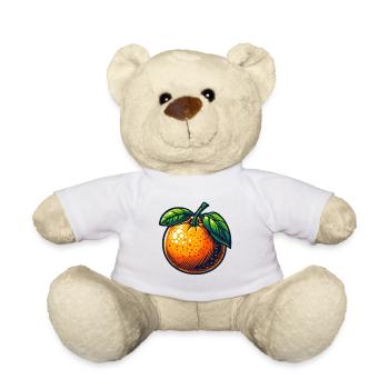 Retro Orange mit hellen Blättern - Teddy - Weiß - Vorne