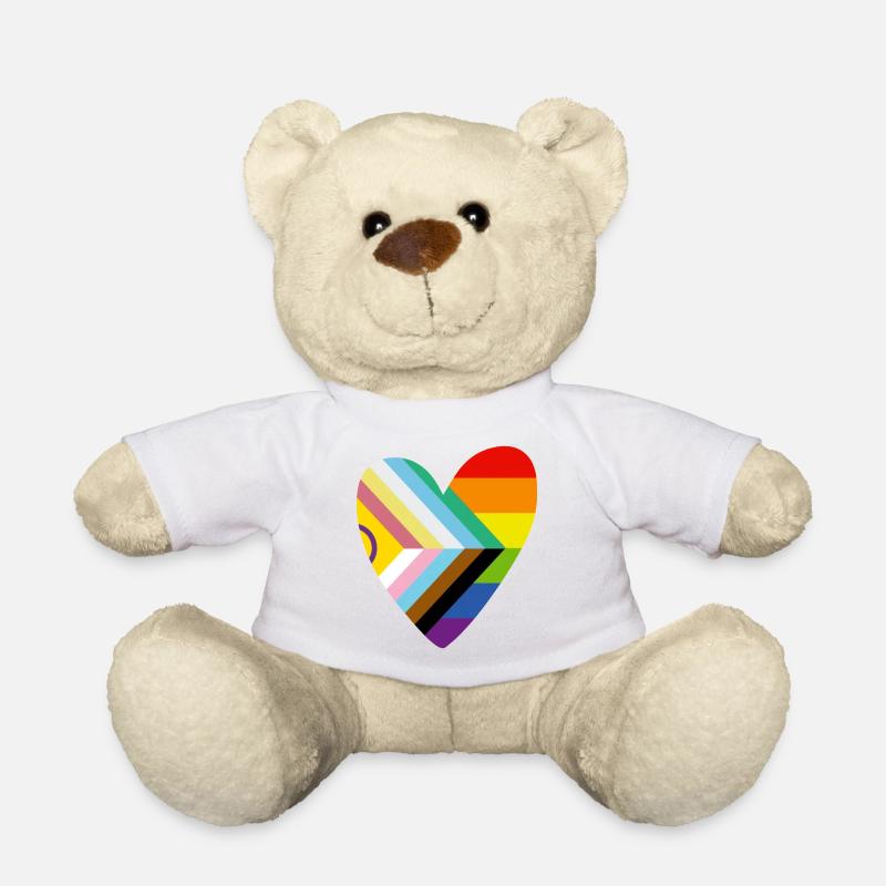 🌈 Herz – Progress Pride & Disability Flag - Teddy - Weiß