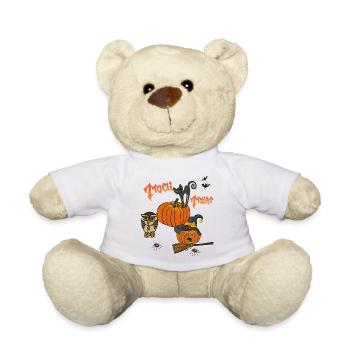 Halloween Pumpkin Magic with Cat and Owl - Teddy Bear - white - Front