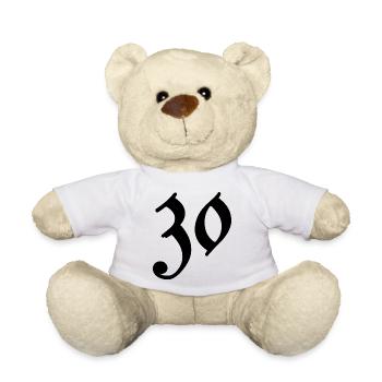 30. 30 ANS. 30e ANNIVERSAIRE. ANNIVERSAIRE 30 ANS. - Nounours - blanc - Devant