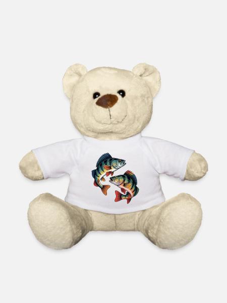 Zwei springende Barsche - Teddy - Weiß