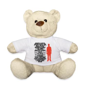 Red human figure on black background - Teddy Bear - white - Front