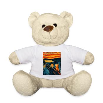 Halloween Katze – Kunstmotiv im Van Gogh Stil - Teddy - Weiß - Vorne
