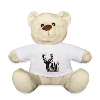 Winter forest with reindeer - Teddy Bear - white - Front