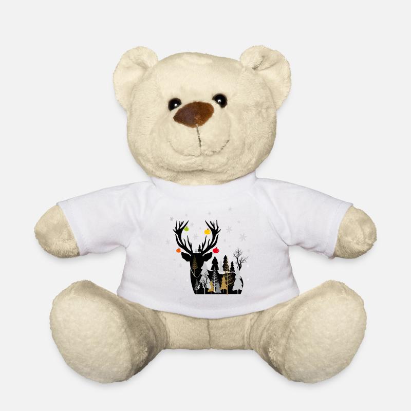 Winterwald mit Rentier  - Teddy - Weiß