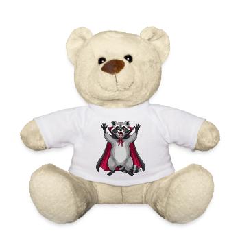 Cute Halloween Vampire Raccoon Cartoon Monster - Teddy Bear - white - Front