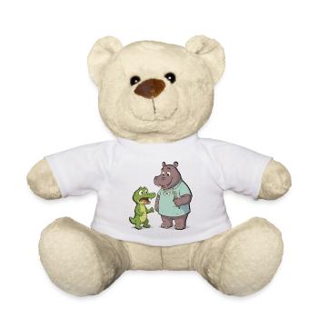 Nilpferd-Zahnarzt und Krokodil-Abenteuer - Teddy - Weiß - Vorne