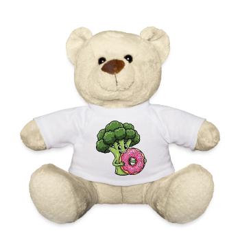 Sweet Broccoli Cartoon Donut Dessert Vegetables - Teddy Bear - white - Front