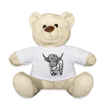 Scottish Highland Cattle T-shirt Gift - Teddy Bear - white - Front