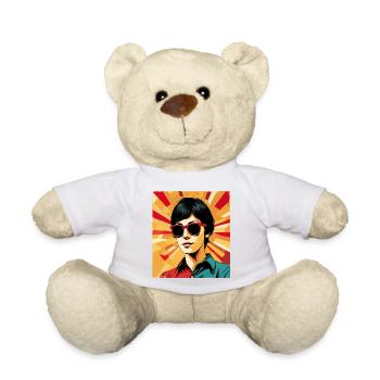Retro Girl Pop Art Stil – Cooles Vintage Design - Teddy - Weiß - Vorne