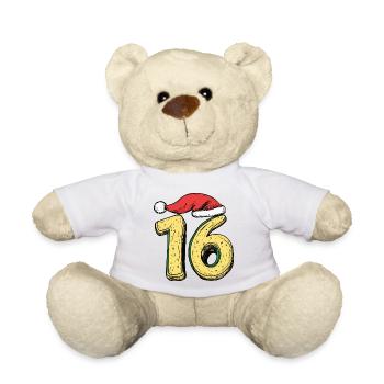 16 Number Cookie Christmas - Teddy Bear - white - Front
