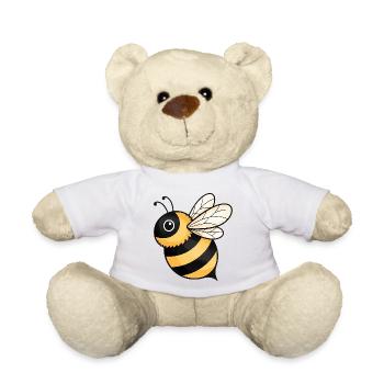 Happy Bee Yellow Black - Teddy Bear - white - Front