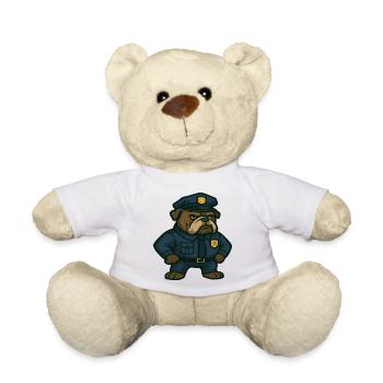 Bulldogge Polizist Karikatur - Teddy - Weiß - Vorne