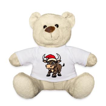 Stier Weihnachten - Teddy - Weiß - Vorne
