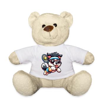 Tennis Dog Puppy With Sunglasses And Headband - Teddy Bear - white - Front