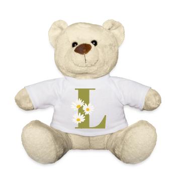 Lettre l vert marguerites - Nounours - blanc - Devant