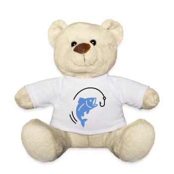 Angeln-fisch-am-haken-logo - Teddy - Weiß - Vorne