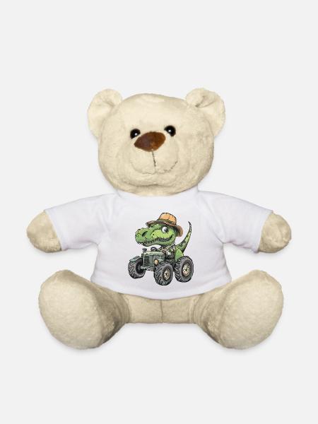 Dinosaurier T-Rex Traktor Farmer - Teddy - Weiß