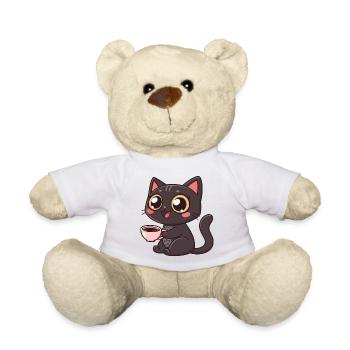 Kawaii black cat cafe - Teddy Bear - white - Front