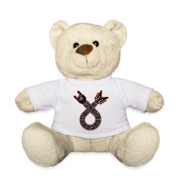 Guitar Loop with Finger Horns - Teddy Bear - white - Front