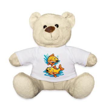 Carp – Sport Fishing Design with Two Carp - Teddy Bear - white - Front