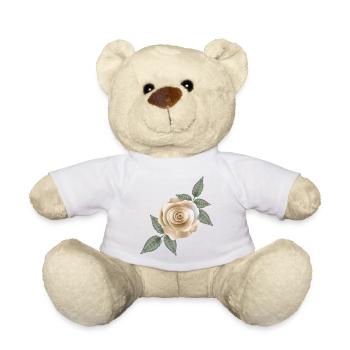 Zarte sandfarbene Rose mit weichen Blätterakzenten - Teddy - Weiß - Vorne